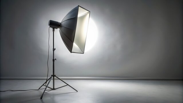 A softbox light source illuminates a plain white background with subtle shadows and gentle highlights , softbox light, white background