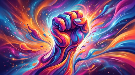Obraz premium Vibrant Power: The Unstoppable Fusion of Creative Energy