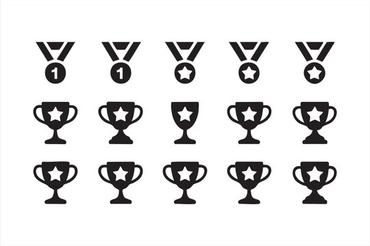 Winner badge and trophy collection for competition apps, education platforms and leaderboards
