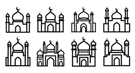 Fototapeta premium Islamic mosque design variations vector illustrations for religious themes