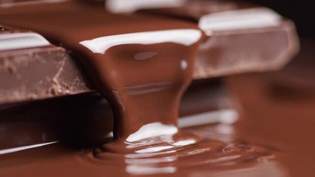 Melting chocolate bars on a surface.