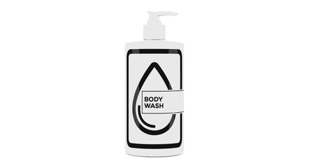 Obraz premium Minimalist body wash bottle design isolated on white background
