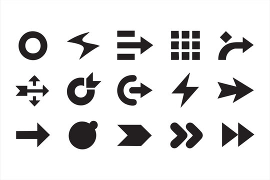 Interface vector icons featuring directional arrows and menu controls
