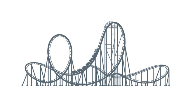 Rollercoaster graphic illustration isolated on white background for concepts