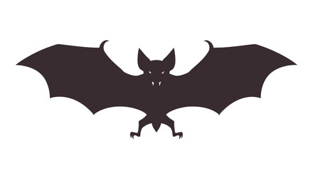 Fototapeta premium Silhouette of a bat with outstretched wings against a white background
