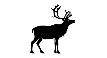 Obraz premium Silhouette of a majestic reindeer isolated on white background for design