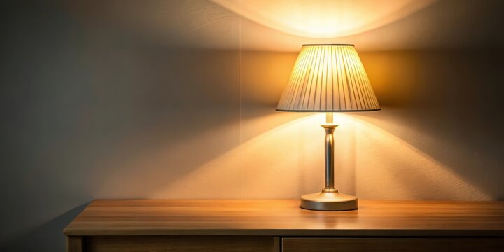 Soft glow of table lamp illuminates bedside area, soft illumination, table lamp,  soft illumination