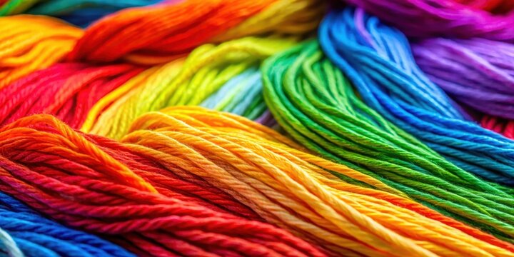 close-up of vibrant woolen threads against a colorful background, texture, close-up,  texture, close-up, threads, weave, fiber art