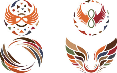 Obraz premium colorful abstract wing logos with infinity symbol and geometric shapes