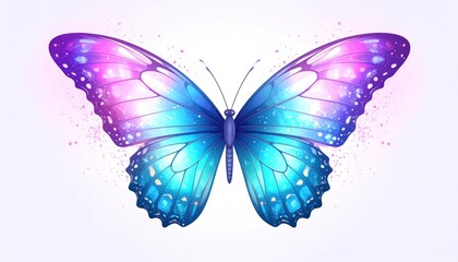 Obraz premium Vibrant Butterfly with Iridescent Wings in Blue and Purple Hues.