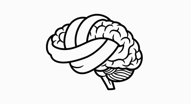 Brain with ribbon wrapped around it.
