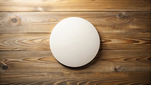 Abstract paper circle with soft drop shadow on wooden table , abstract, simplicity,  abstract, simplicity