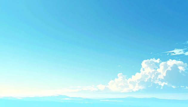 Vast Blue Sky with Wispy Clouds Over a Distant Horizon.