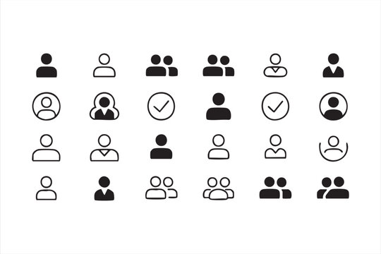 User icon set for profile systems, avatar person symbols for login apps and UI dashboards