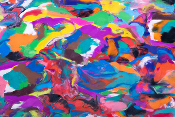 Expressive bold plasticine gradient ideal for advertising campaign, vivid pigment islands and sculpted texture deliver strong visual impact and emotional intensity © beholdereye