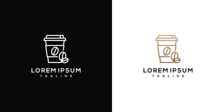 Minimalist Coffee Cup Logo with Beans
