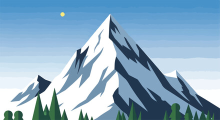 Snowy mountain under clear blue sky © Ucup