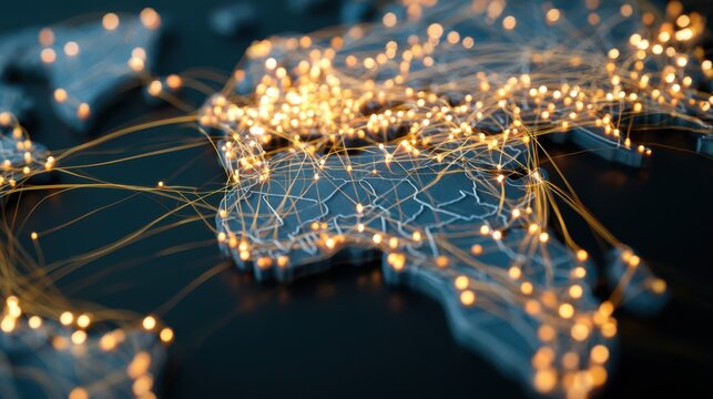 a close up, three dimensional rendering of a world map, viewed from a high angle the map features prominent landmasses in a muted blue color, highlighted with subtle outlines Generative AI