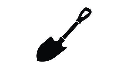 Black shovel silhouette against a white background silhouette high quality professional detailed © nhpvect02