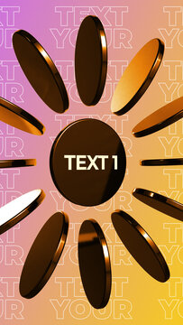 Vertical Golden Rotating Circles Text Title for Mobile Luxury