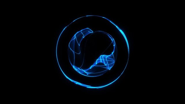 glowing digital abstract futuristic energetic sphere flows moving particles sphere light particles, lines, dots. Glowing energy orb ball Big data, artificial intelligence, future technology