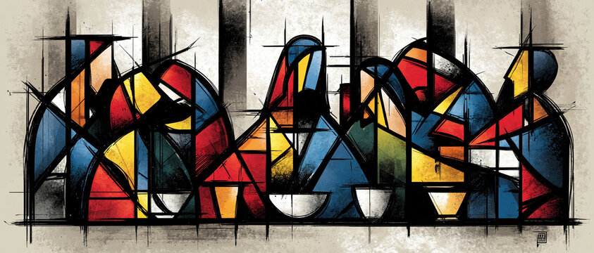 Abstract Geometric Last Supper &ndash; Generative AI