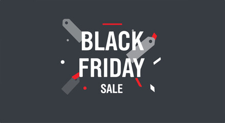 A Black Friday sale advertisement with bold typography and abstract shapes © Zoro