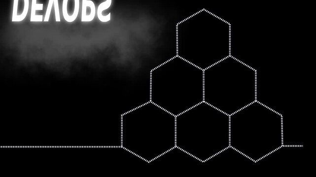 Dev ops concept animation with hexagonal infographic on black background