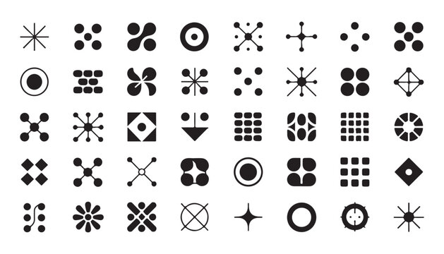 Abstract geometric shapes collection, minimalist line art vector set, modern design elements for web.