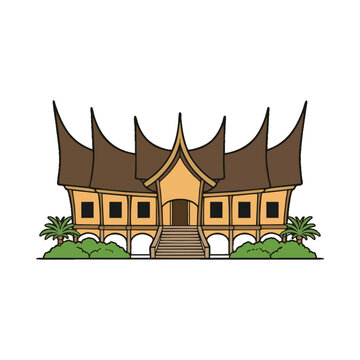 Traditional house illustration of minangkabau