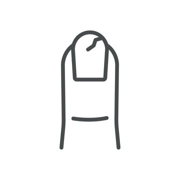Brittle nails thin line icon for cracked fingernail, nail breakage and nail disorders. Editable stroke. Vector illustration.