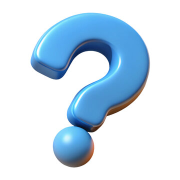 3d blue question mark symbol isolated on transparent background