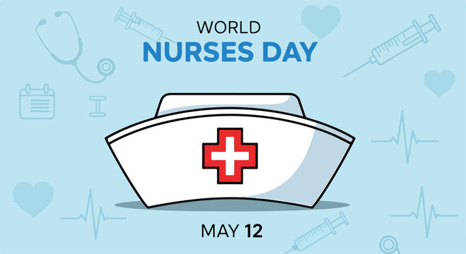 A boat with a red cross on a light blue background with medical icons