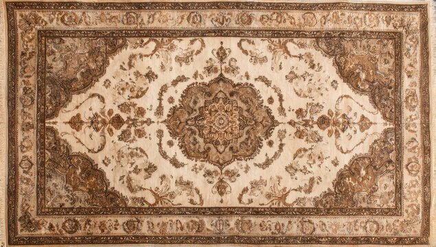 Elegant Persian Rug with Intricate Floral and Medallion Design.