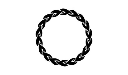 Twisted rope circle frame vector with braided ring ornament decorative border isolated on white © Romjan