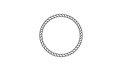Minimal braided circle frame vector with simple twisted rope ring ornament isolated on white background © Romjan