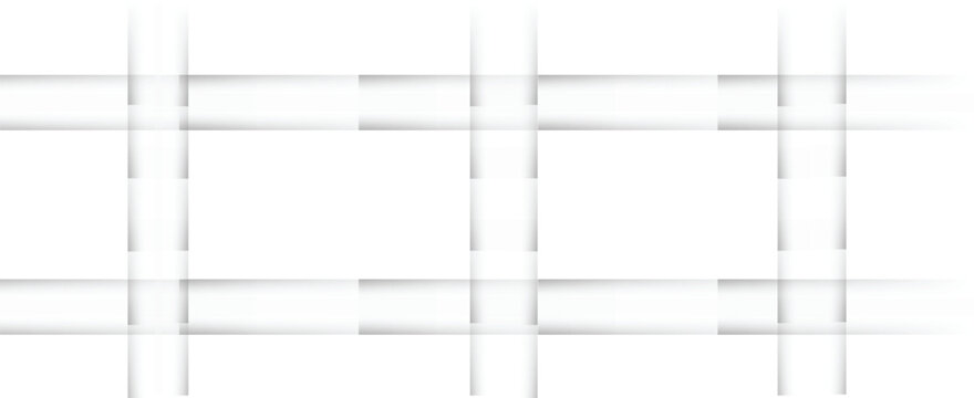 Random rotated white rectangle boxes or bricks block background wallpaper banner template fade out with copy space, 3D illustration