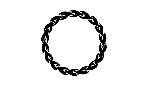 Twisted rope circle frame vector with braided ring ornament decorative border isolated on white