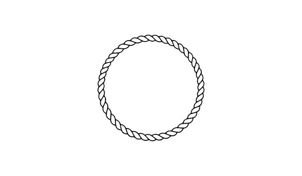 Minimal braided circle frame vector with simple twisted rope ring ornament isolated on white background