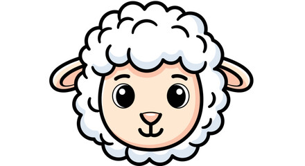 Fototapeta premium Cartoon sheep head with fluffy white wool illustration for design element