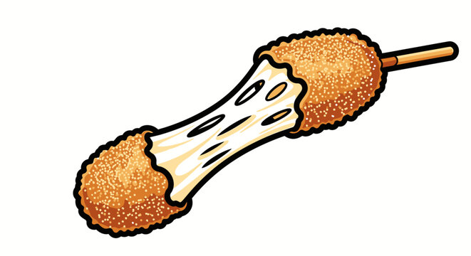Mozzarella cheese corn dog on stick.