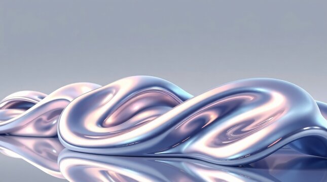 Smooth Glossy Liquid-Like Organic Abstract Forms with Reflective Futuristic Surface Design