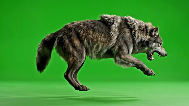 Realistic Gray Wolf Running and Attacking on Green Screen | 4K Predator VFX
