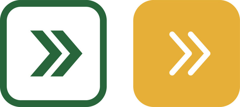 Square fast forward and next track button icons isolated on transparent background
