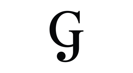 Fototapeta premium Letter g capital silhouette in black on a white background silhouette