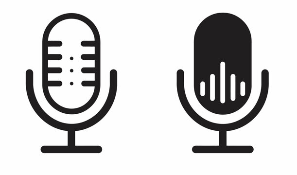 Minimalist Microphone Icon Set for Podcast, Studio, and Audio Recording