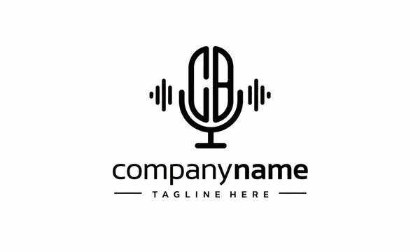 Minimalist microphone logo with company name and tagline