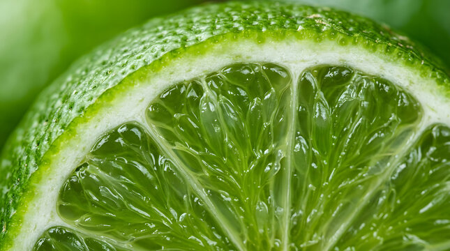 Macro shot of lime texture showing detailed pulp and rind