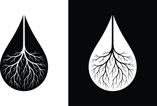 Black and white leaf vein icons