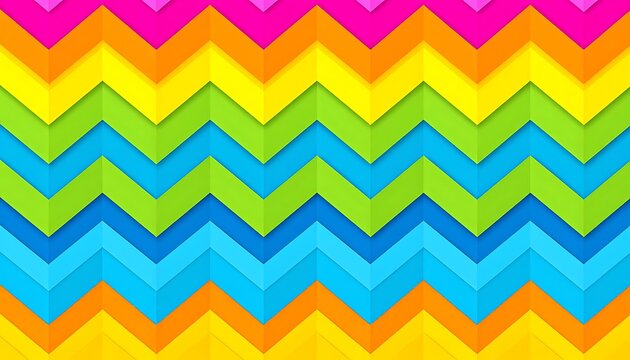 Colorful zigzag pattern with multicolored stripes on white background